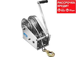 Лебедка ручная барабанная ЗУБР "ПРОФЕССИОНАЛ", подъемная, тросовая, 1.3т, 8м (43117-1.3)