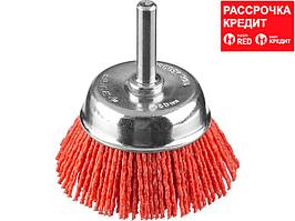 ЗУБР "ПРОФЕССИОНАЛ". Щетка чашечная для дрели, нейлоновая проволока с абразивным покрытием, 50мм