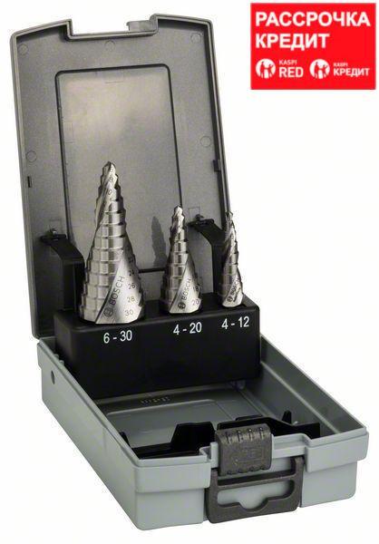 Набор ступенчатых сверл с трехгранным хвостовиком Bosch HSS, 3 шт