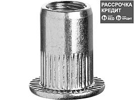 Резьбовые заклепки с насечками, М6, 500 шт, стальные, стандартный бортик, ЗУБР Профессионал (31317-06)
