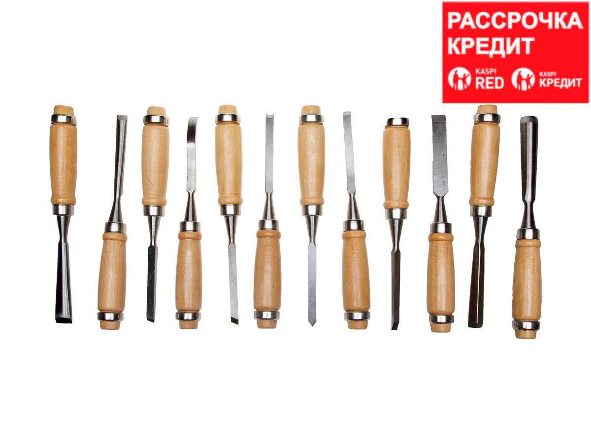 Набор STAYER "PROFI": Стамески фигурные с деревянной ручкой, 12шт (1835-H12_z01)