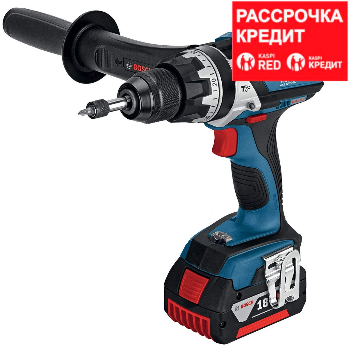BOSCH Li-Ion, 18 В, 2 АКБ, дрель-шуруповерт ударная GSB 18 VE-EC L-BOXX (0 601 9F1 302)