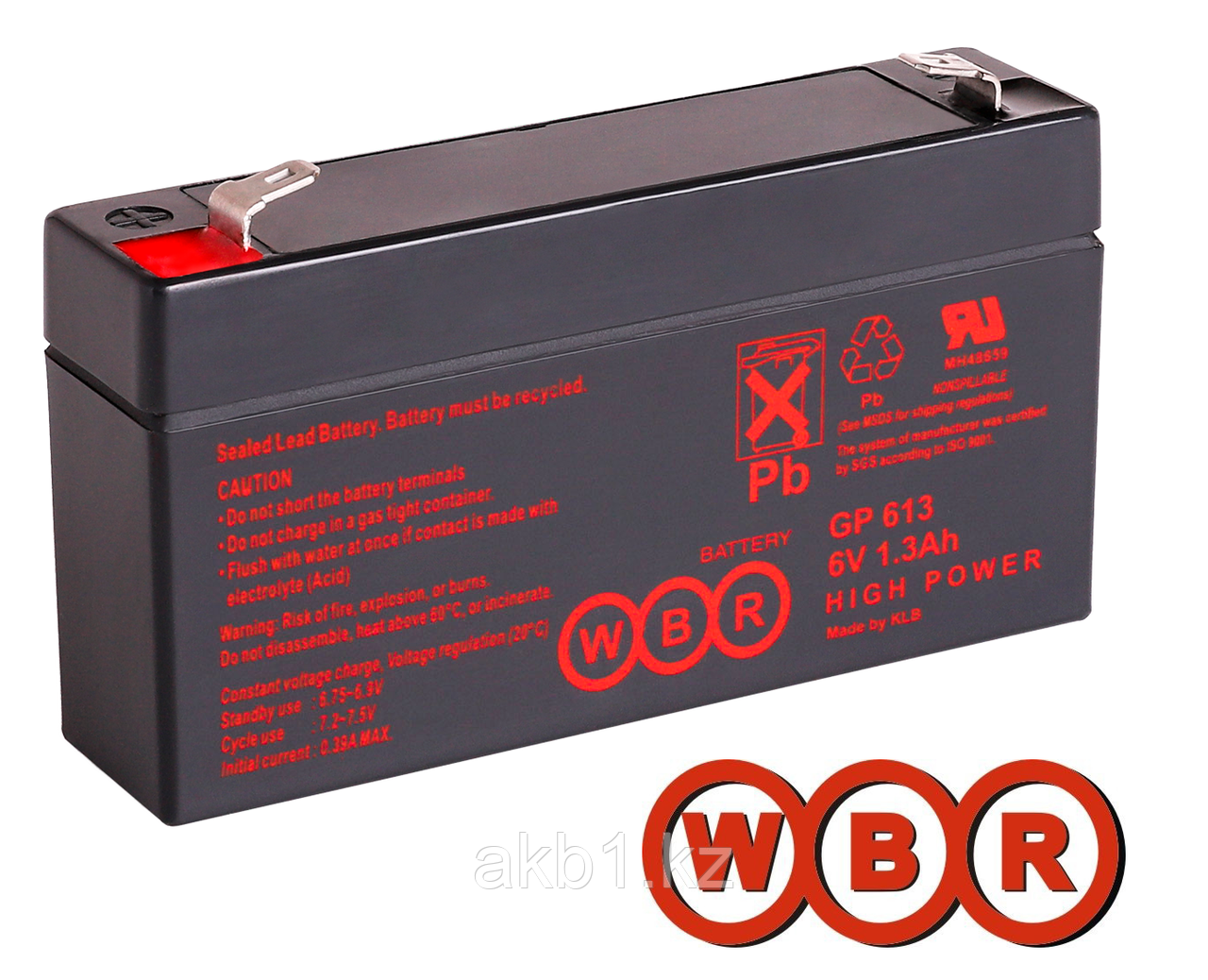 Аккумулятор WBR GP GP613 (6В /1,3 Ач) - фото 1 - id-p80323040