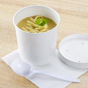 EcoSoup- супница 450 мл. белая,с пластиковой крышкой . РФ, фото 2