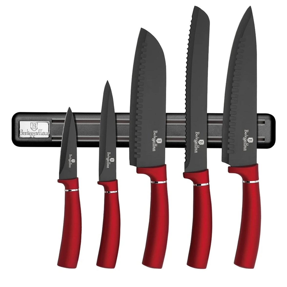 Набор ножей с магнитным держателем Berlinger Haus Metallic Line Burgundy Edition 6 пр.