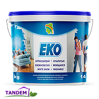 Краска ЕКО 1,3кг снежнобелая, моющаяся, акриловая для стен и потолков, без запаха
