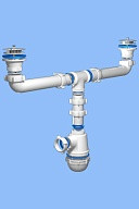 Сифон для 2-ой раковины+стир. маш. А3500 АниПласт