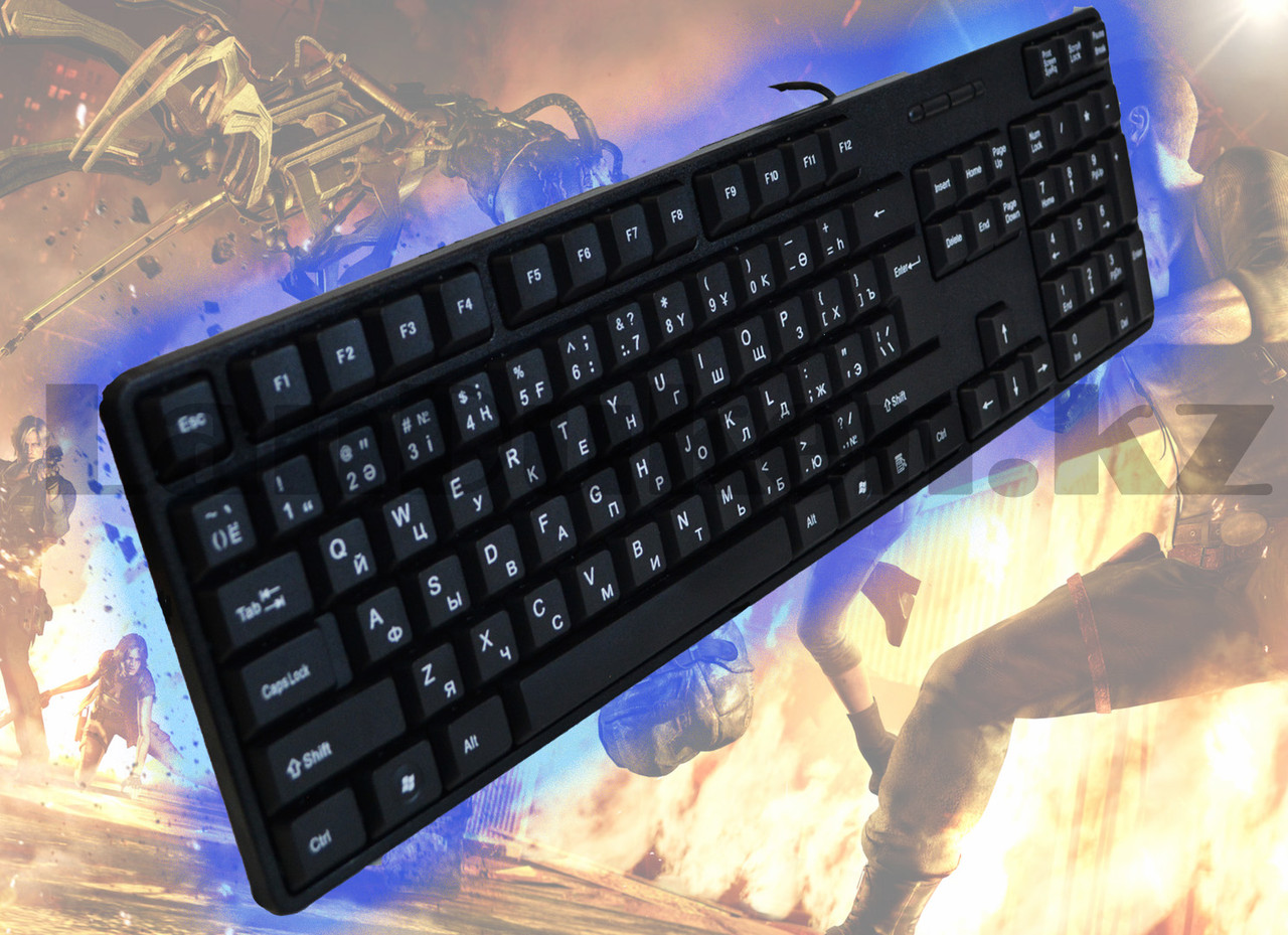 Клавиатура проводная бесшумная игровая USB Fashion Business Keyboard D-610 черная - фото 5 - id-p80380939