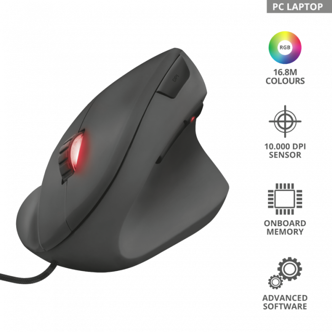 Мышь игровая Trust GXT144 Rexx Ergonomic Vertical черная