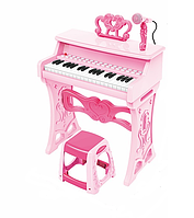 Детское пианино со стульчиком и микрофоном 328 розовый