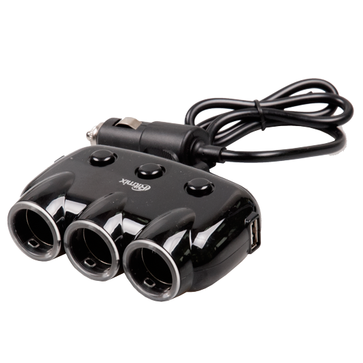 Зарядное устройство автомобильное Ritmix RM-3123DC black 2 порта USB + 3 прикуривателя