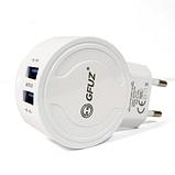 Зарядное устройство сетевое с 2-мя портами и кабелем USB GFUZ {2,4A; Fast Charging} (с разъемом microUSB), фото 4