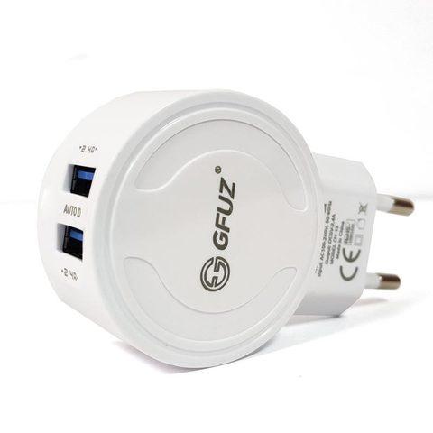 Зарядное устройство сетевое с 2-мя портами и кабелем USB GFUZ {2,4A; Fast Charging} (с разъемом microUSB) - фото 4 - id-p80436260