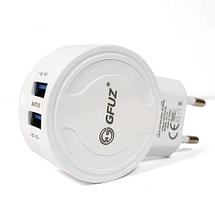 Зарядное устройство сетевое с 2-мя портами и кабелем USB GFUZ {2,4A; Fast Charging} (с разъемом Apple, фото 2