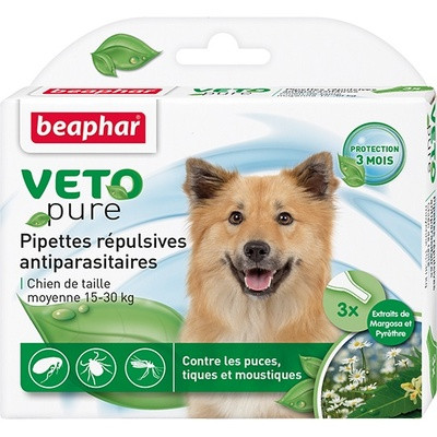 Beaphar биокапли от паразитов для собак средних пород, 3 пипетки, VETO pure - фото 1 - id-p80449790