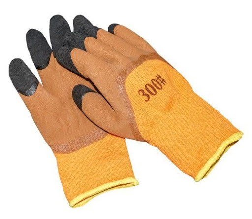 Перчатки #300 оранжевые  с черными пальцами