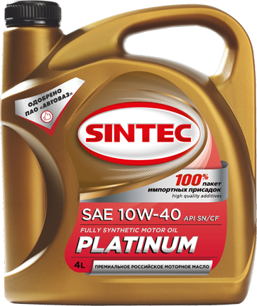 Масло моторное синтетическое SINTEC PLATINUM SAE 10W-40 API SN/CF (4 л)