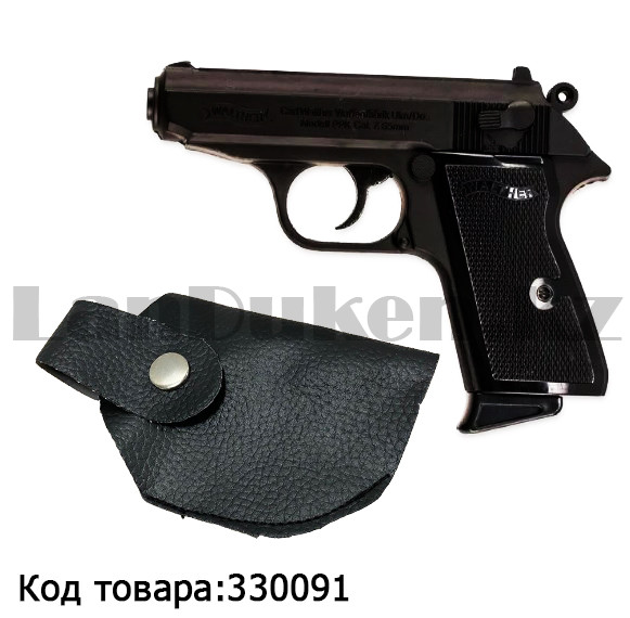 Зажигалка пистолет "Lighter 508" Вальтер Walther в кобуре черный, фото 1