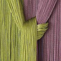 shtora lapsha verevochnaya kiseya zanaves iz nitej 3 x 3 metra goluboj s belym s businami