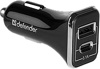 Автомобильный адаптер Defender UCC-33 USB+Type-C, 5V/3.1А, кабель, НОВИНКА!