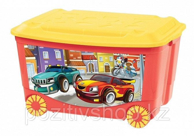 Ящик для игрушек Бытпласт на колесах с аппликацией красный - фото 1 - id-p80507357