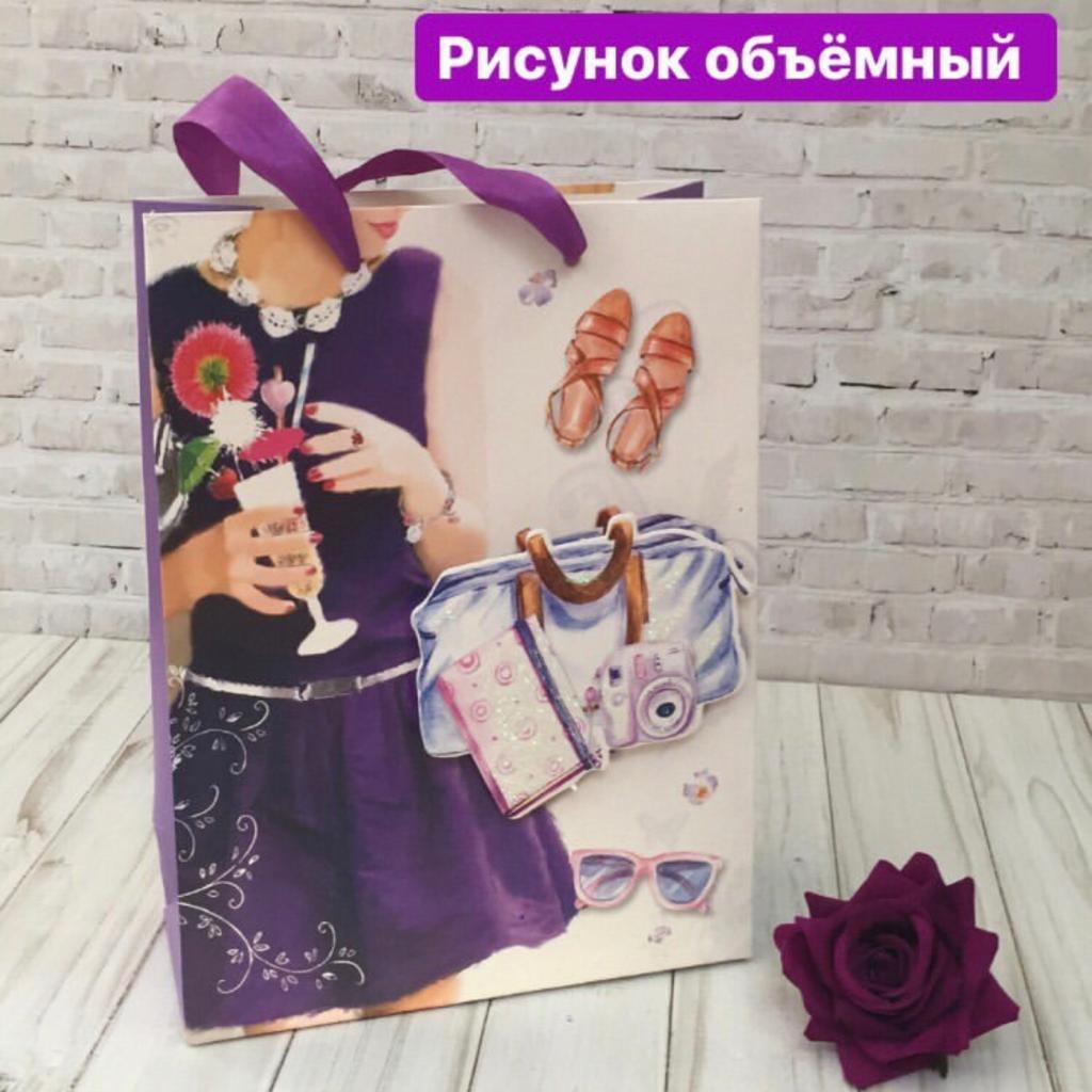 Подарочный пакет " Faspion " рисунок объемный 24 х 18 х 8 см