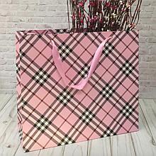 Подарочный пакет " Burberry " розовый  33 х 26 х 12 см