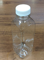 Бутылка 500мл 38мм прозрачная квадратная+крышка(200шт)(ДШВ 60*45*110, 5,8кг)(ВШ 177х60мм)