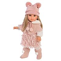 LLORENS: Кукла Елена 35см, блондинка в розовом костюме и шапке с двумя пумпонами
