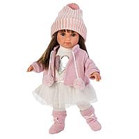 LLORENS: Кукла Сара 35см, шатенка в розовом жакете и белой кружевной юбке