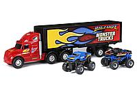 New Bright: Wheels. Трейлер Monster Truck 55 см + 2 машинки 1:43 Big Foot