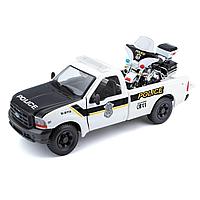 Maisto.Harley-Davidson: 1:24 H-D 1999 Ford F-350 Super Duty Pickup H-D 2004 FLHTPI Electra Glide Police мотоциклімен