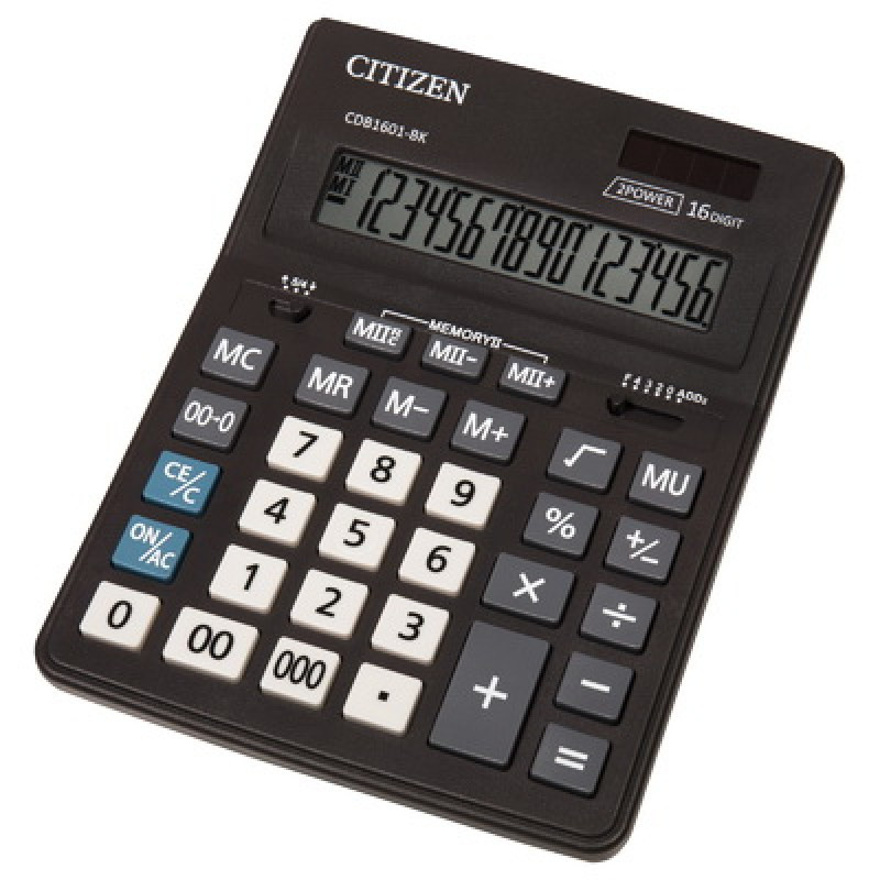Калькулятор 16 разрядов, 15.7x20см, черный Citizen