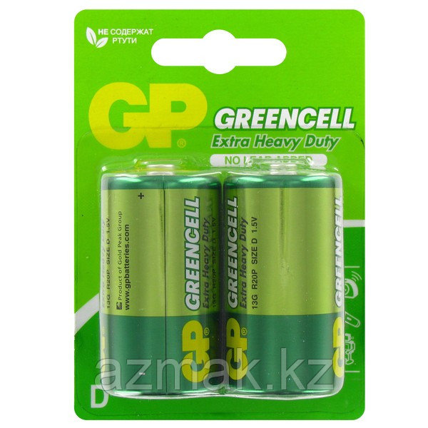 Батарейки GP Greencell 13G-2CR2 (LR20), 2 шт.