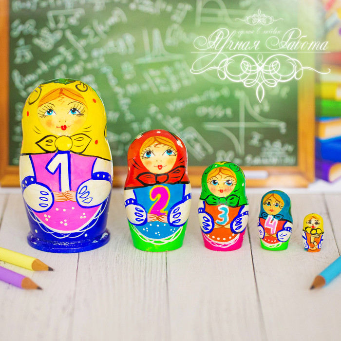 Матрёшка 5-ти кукольная «Арифметика», 11 см