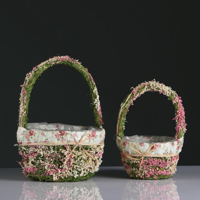 Набор корзин, 2 шт, из травы, 1:22X22X13/32 см, 2:16X16X10/25 см