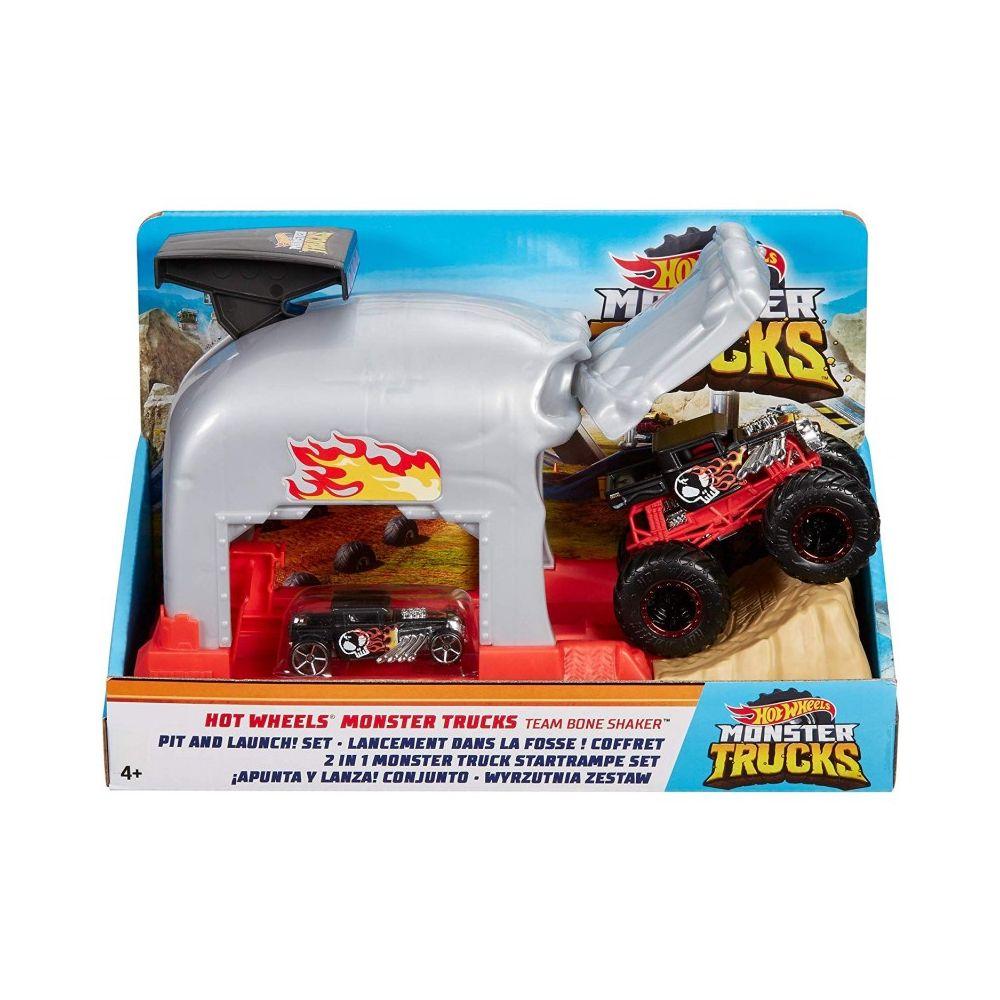 Hot Wheels Игровой набор "Monster Trucks: Выполняй трюки и запускай Команда Bone Shaker", Хот Вилс - фото 1 - id-p80614315