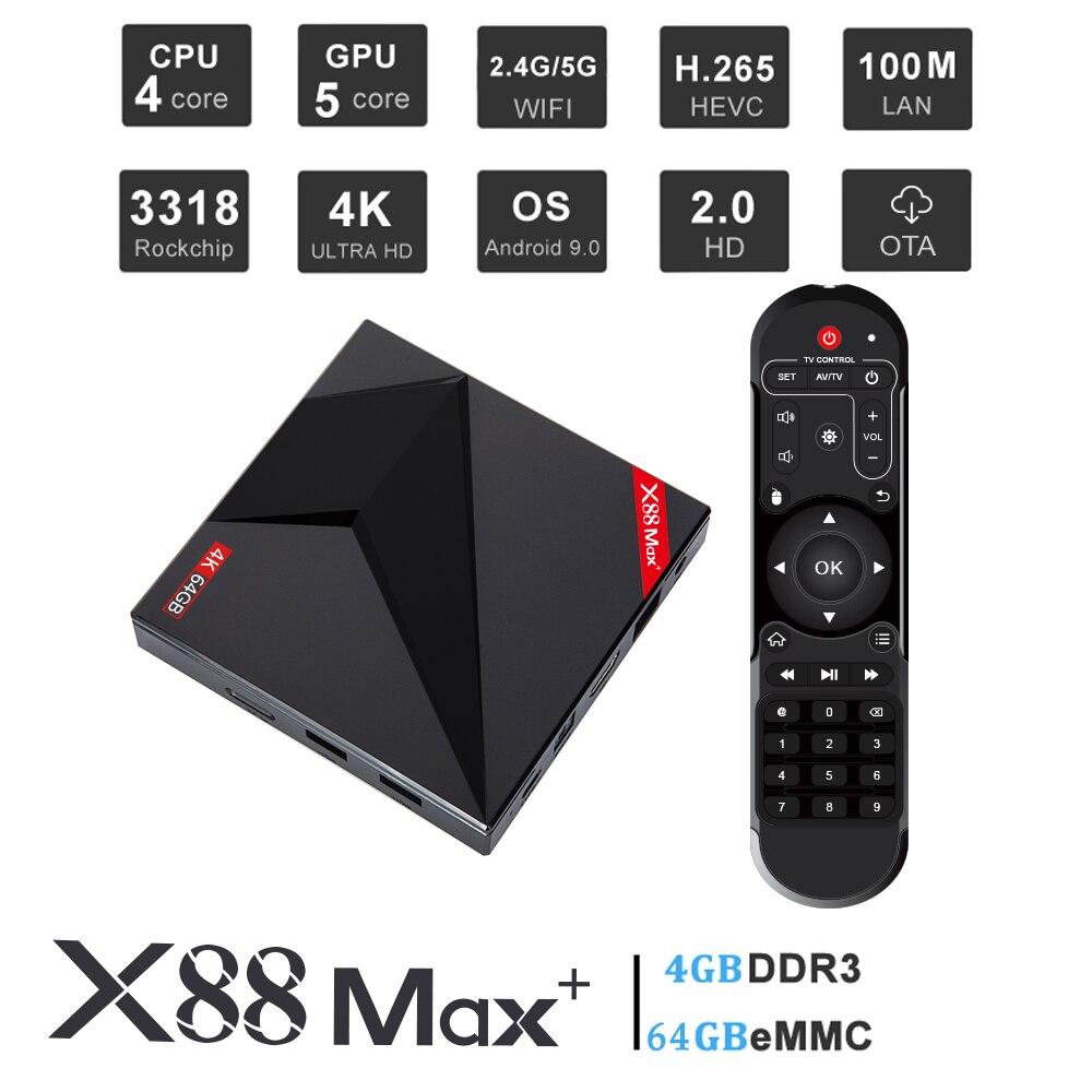 TV Box X88 MAX + 4/64 Гб , ТВ приставка Smart TV Box Android 9 Rockchip  RK3328 UHD 4K smartbox (id 72764734)