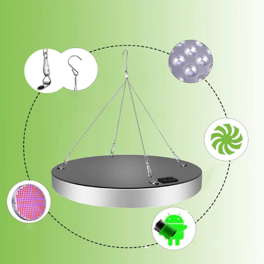 Фитопанель фитолампа круглая UFO красно-синий спектр с подвесом на тросиках - фото 4 - id-p80727760