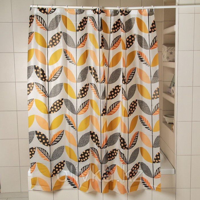 Штора для ванной комнаты Доляна «Листочки», 180×180 см, EVA