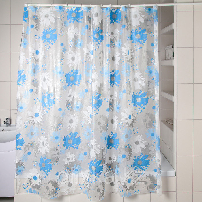 Штора для ванной комнаты Доляна «Васильки», 180×180 см, EVA