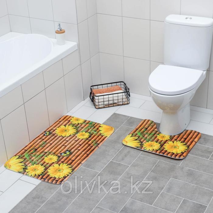 Набор ковриков для ванны и туалета «Лето» 2 шт, 79×49, 49×40 см
