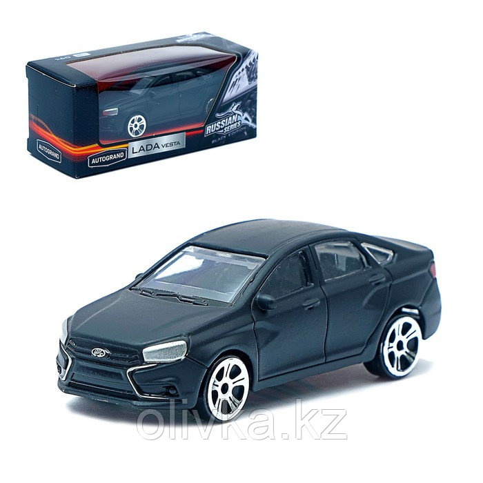 Машина металлическая Lada Vesta, цвет матовый чёрный, масштаб 1:60