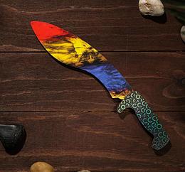 Деревянный Нож Мачете-кукри - сиренево-желтое лезвие (31 см.)
