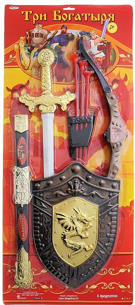 IV. Набор игрового оружия "Три Богатыря", меч, щит и лук - фото 1 - id-p80755334