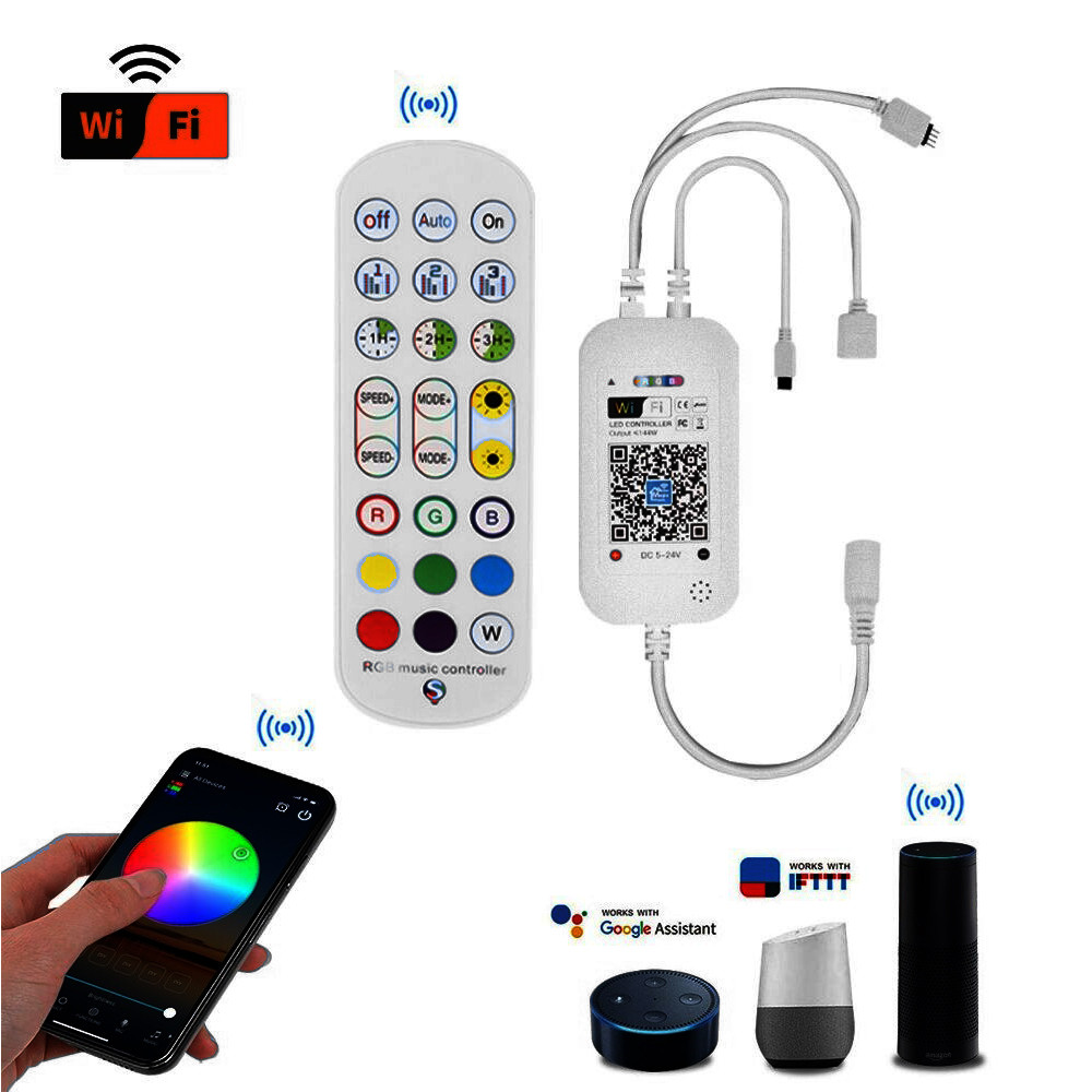 Музыкальный RGB контроллер c WiFi и пультом для ленты 5050 2835 3528 - фото 1 - id-p80756035