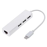 Переходник Type-C  на USB 2.0 3 port,  1port LAN