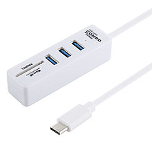 Переходник Type-C / USB-C  HUB 2 in 1 TF / SD Card Reader + 3 x USB 3.0 , Cable Length: 26cm