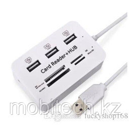 Разное Переходник 2.0 USB HUB и Card Reader Combo MS/SD/M2/TF и с 3 портами USB разветвитель