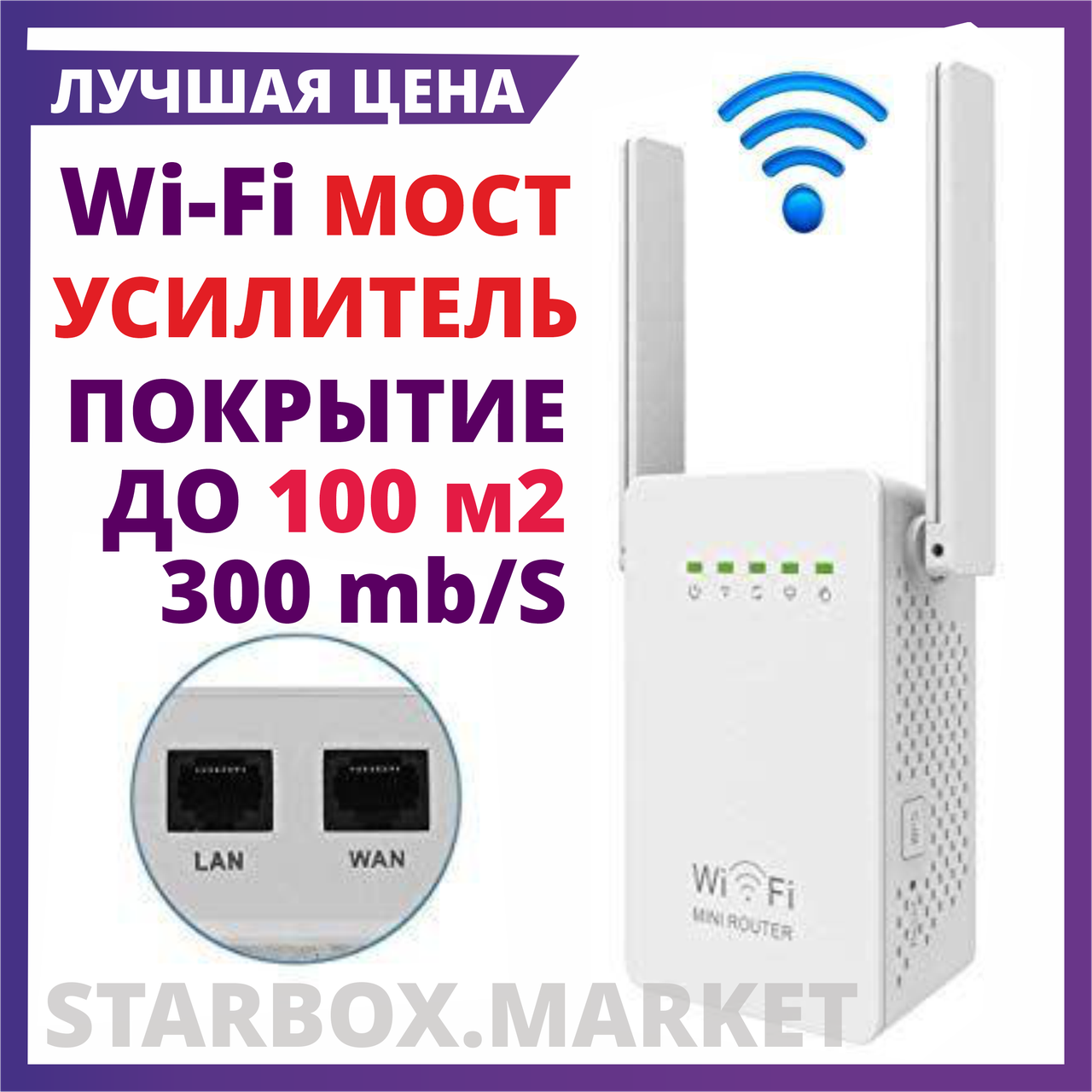 Усилители Wi-Fi репитеры сигнала мост, ретранслятор вайфай 300mb, адаптер антенна повторитель wifi для роутера - фото 2 - id-p80757943